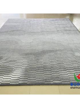 现式代简约灰色色长方发形格子中客厅1078茶几沙地毯大厅接混待室