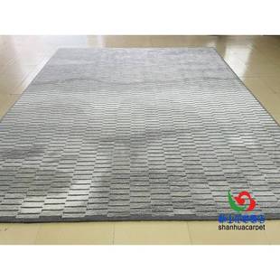 现式代简约灰色色长方发形格子中客厅1078茶几沙地毯大厅接混待室
