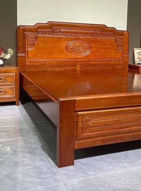 全实木床花梨床木1.8雕米床双人卯结榫66406构1.5米主卧大床古典