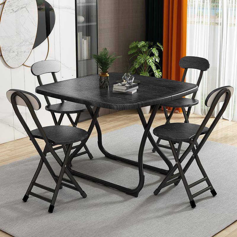 家用餐厅折折叠方桌套装宿舍小型叠椅桌租HDT房摆摊约可折叠现代