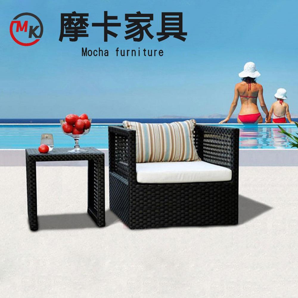 户外厅沙发椅单藤编室外庭院花园RQB阳光房藤椅双露台茶人几沙发