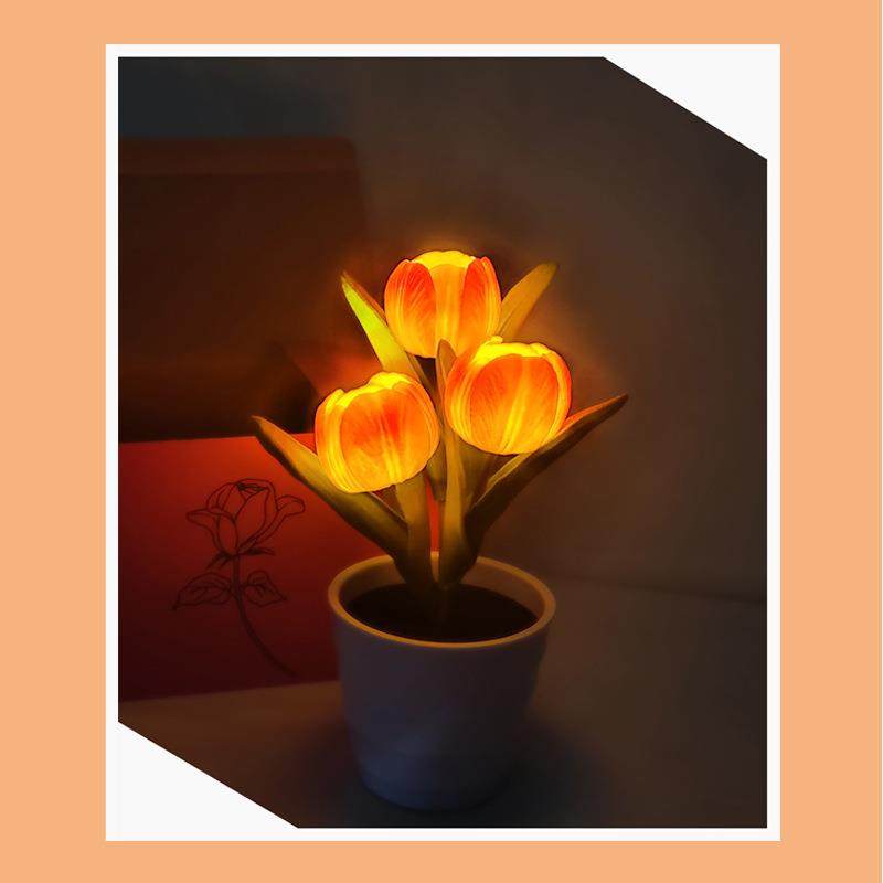 仿真郁金香灯室内景观花盆灯摆件装饰台灯床头宿舍装饰氛围小夜灯,金属材料及制品,金属加工件/五金加工件,淘宝优惠券,粉丝福利购,淘宝优惠卷