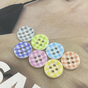 格纹撞色细边四眼树脂纽扣衬衫 钮扣小扣子 钮扣子可爱童装 POLO衫