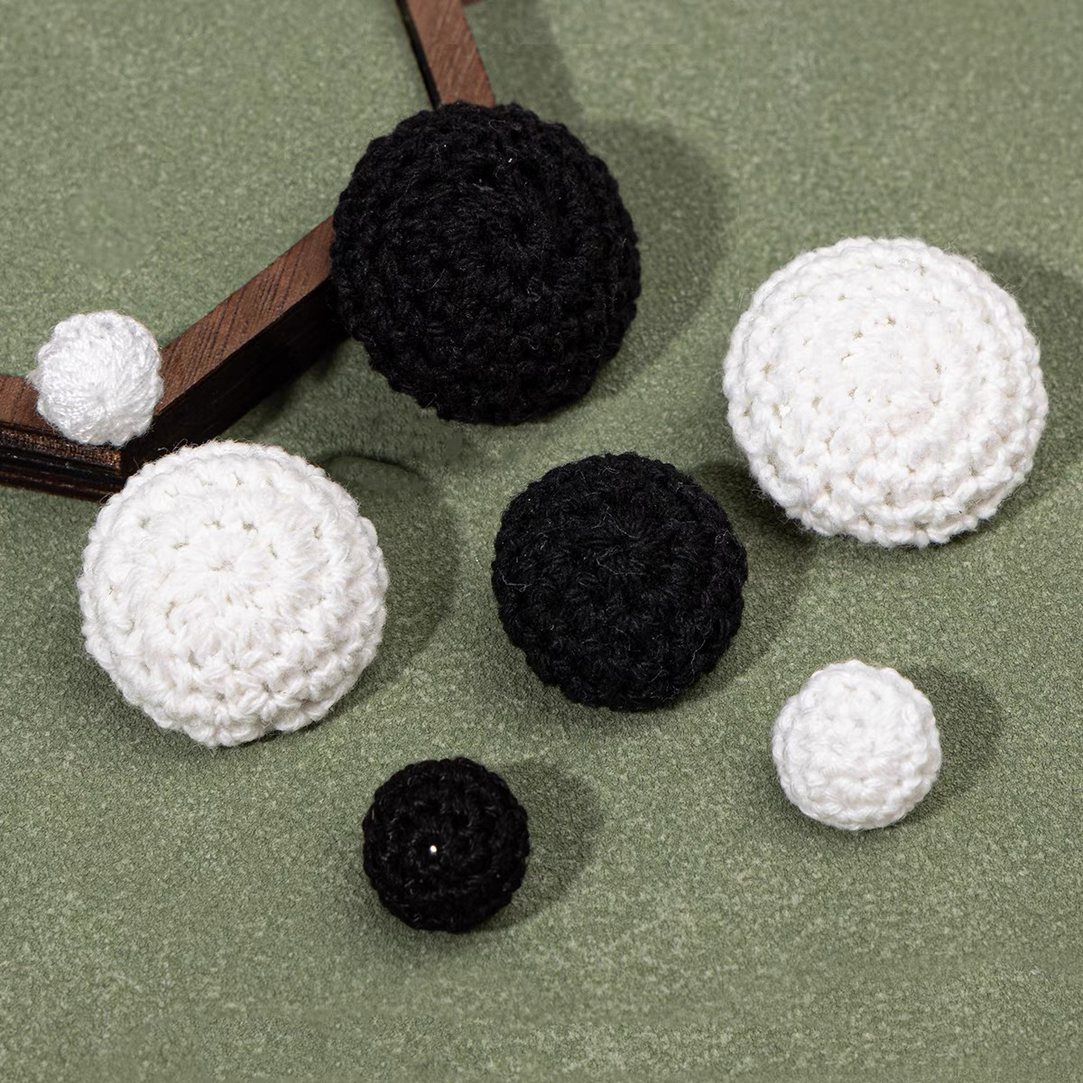 手工盘扣可染色钩针纽扣毛衣外套袖扣手钩花圆形扣子服饰装饰扣子