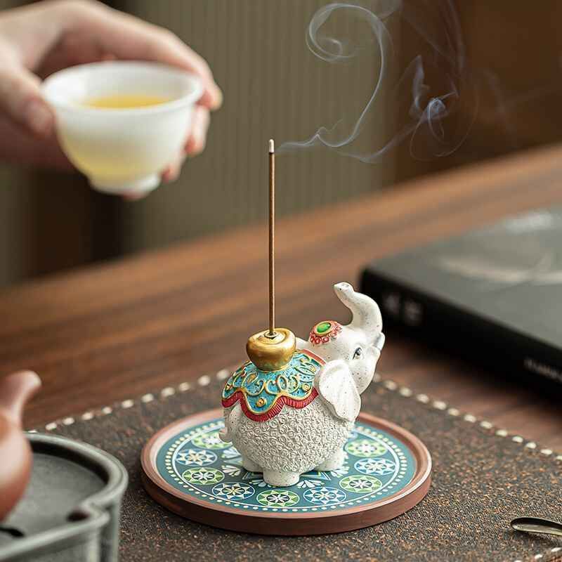 吉象香插摆件家用原创心想事成线香香炉香插中式茶道茶台香薰摆件