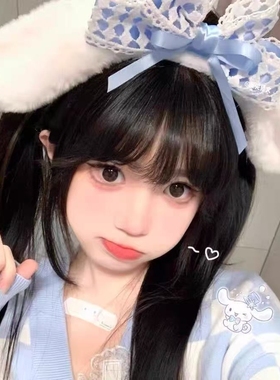 Little Fortune手作可爱垂耳大蝴蝶结发箍lolita头饰蓝粉色发饰kc