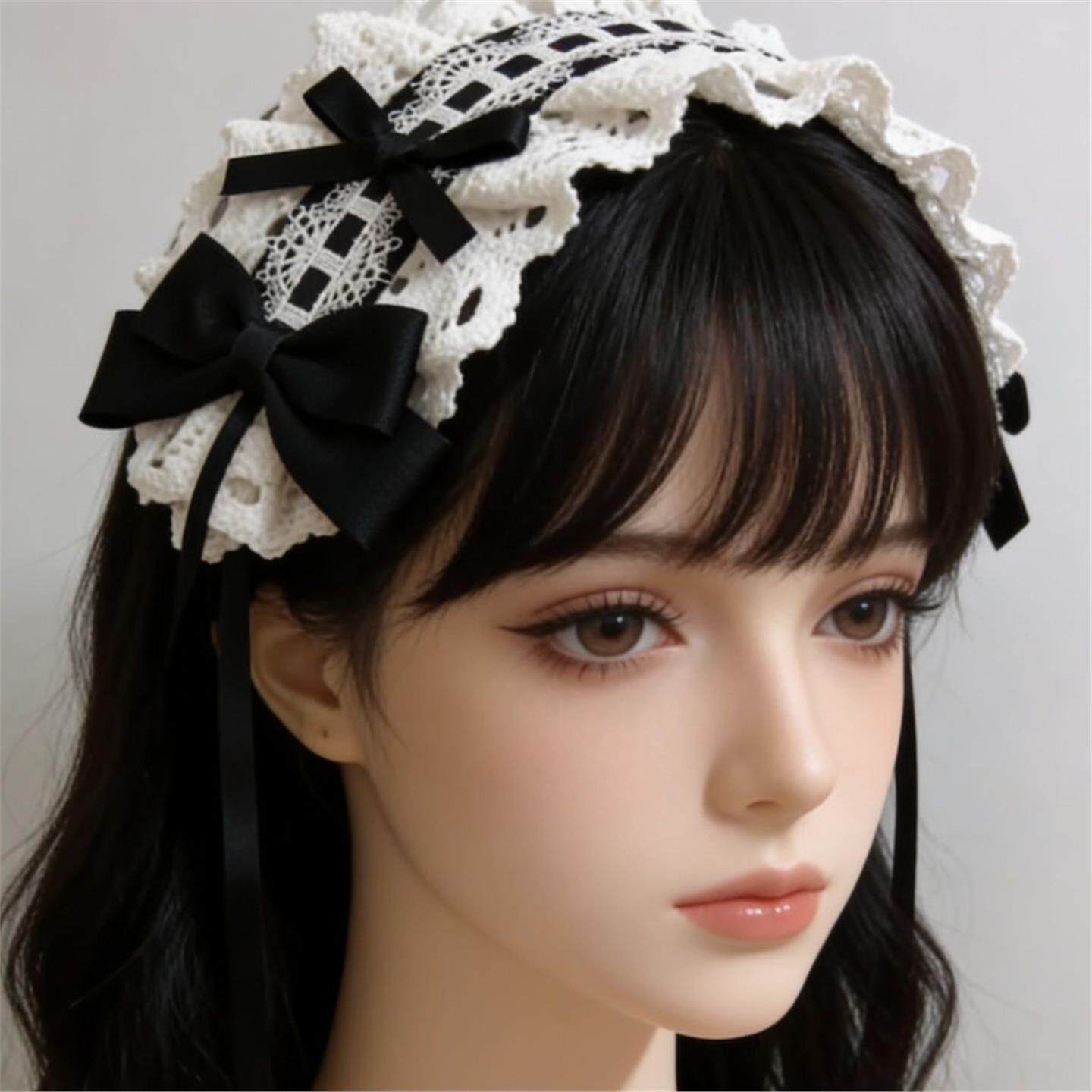 Lolita发带lo黑白发带洛丽塔bbd平替饰品babydoll蕾丝发卡头饰