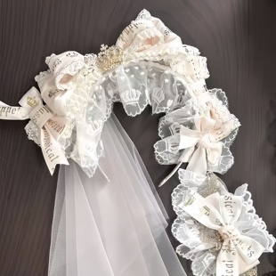 Little Fortune原创手作古典玩偶梦中蝴蝶结袋头纱拖尾发箍kc头纱
