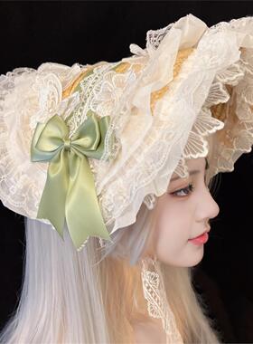 LittleFortune洛丽塔草帽蝴蝶结小礼帽手作茶会头饰波奈特bnt花嫁