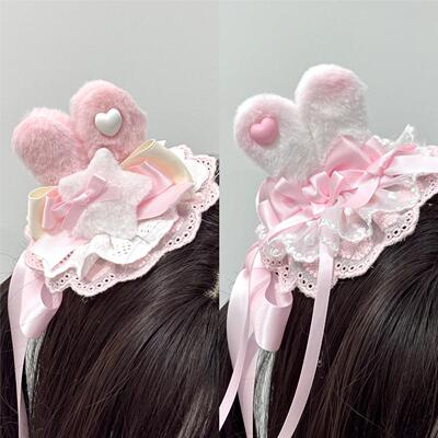 新款手作lolita兔耳蕾丝花丸