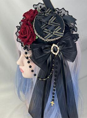 包邮洛丽塔Lolita哥特搞死暗黑百搭lo优雅扁帽小礼帽头饰发饰配饰