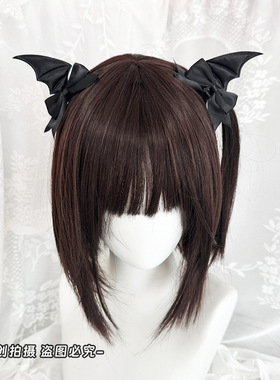 LittleFortune恶魔翅膀发夹lolita对夹洛丽塔哥特头饰蝴蝶结边夹