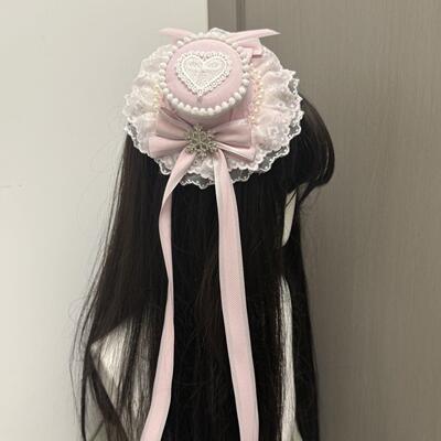 Little Fortune可配缘结恋曲小礼帽珍珠lolita发饰粉色配饰发夹
