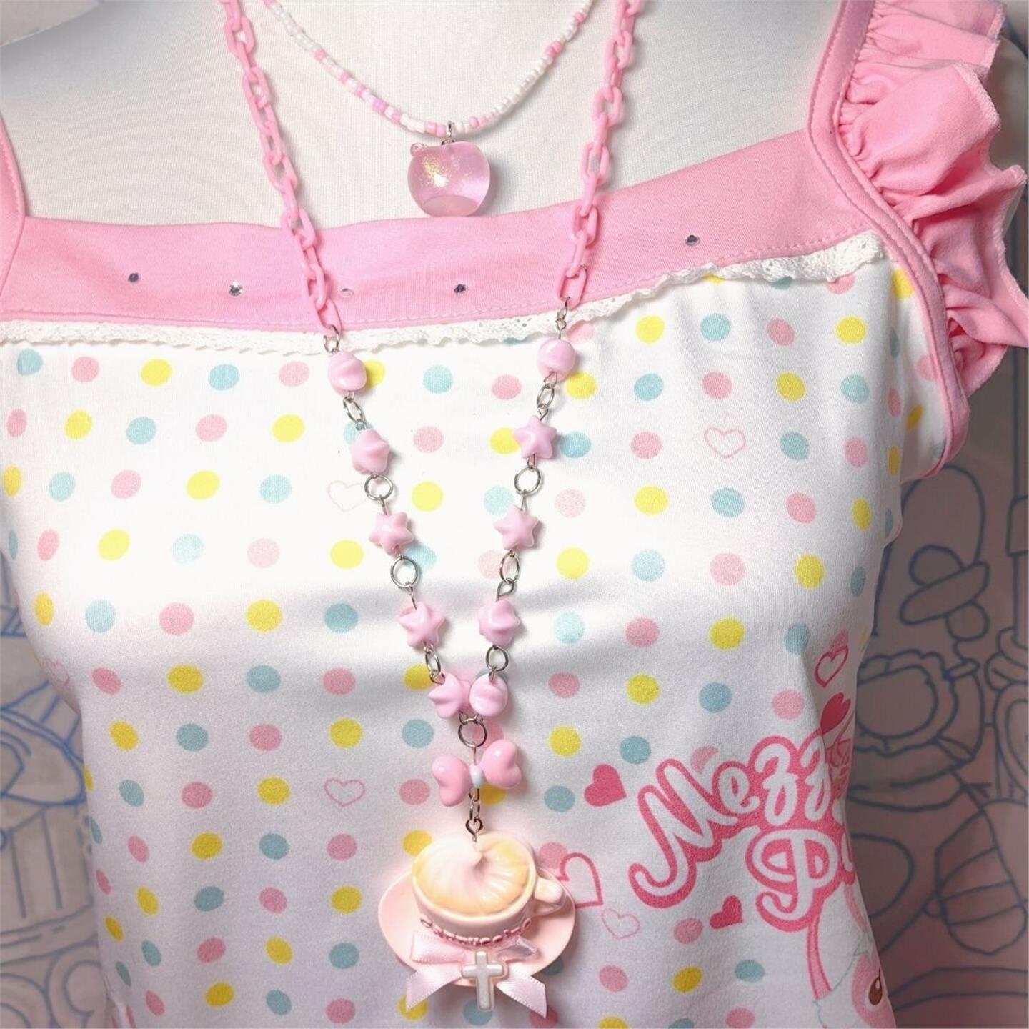 古早原创手作Lolita串珠咖啡项链可爱百搭古早颈饰lo娘配饰