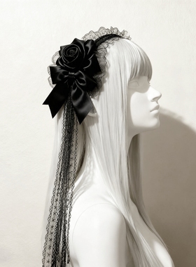 LittleFortune原创设计蕾丝亚文化哥特Lolita玫瑰发箍蝴蝶结花丸