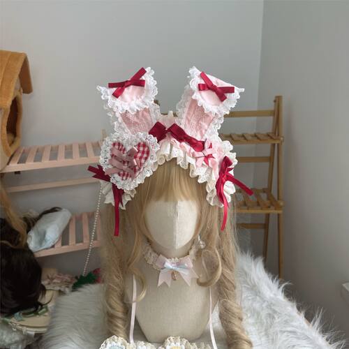 Little Fortune手作爱心立体兔耳伪bnt发带蝴蝶结洛丽塔小物发饰