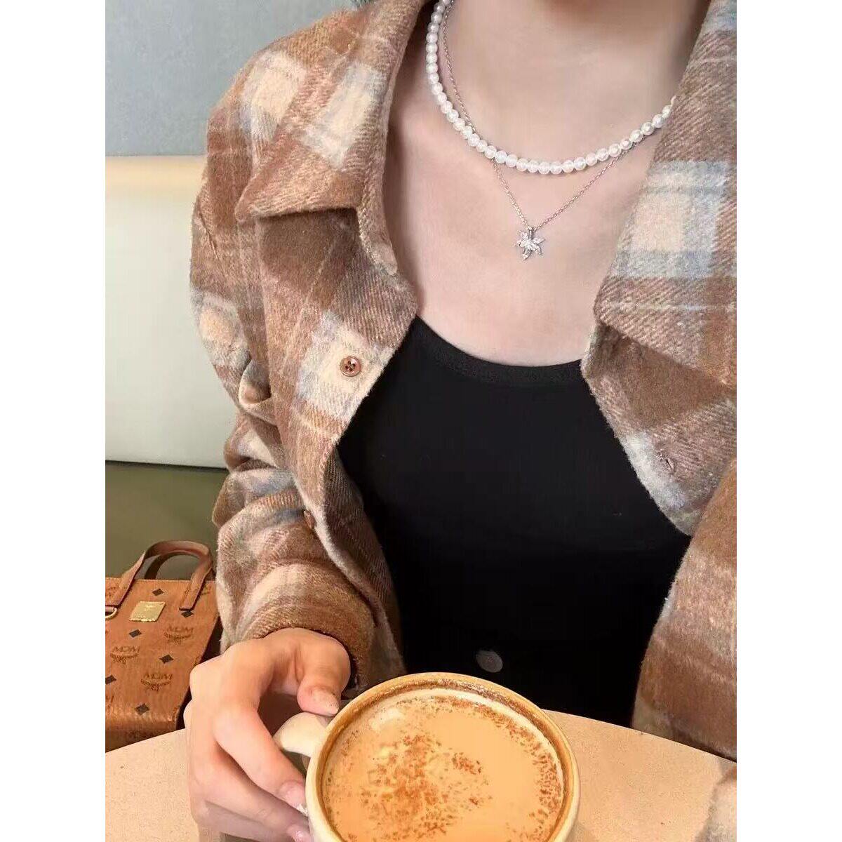 百搭女开衫加厚格子显瘦