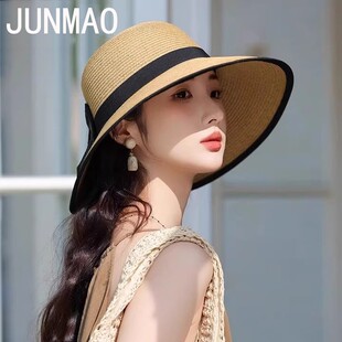 草编大檐渔夫帽子女2026夏季新款时尚户外防晒防紫外线遮太阳盆帽