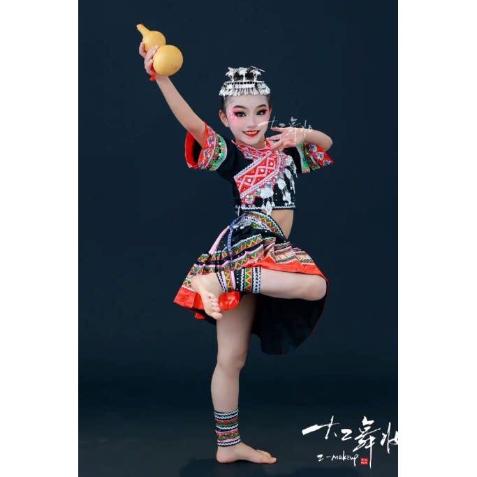 酒妹独舞服装苗族舞蹈演出服土家族少数民族板凳娃舞蹈苗家娃娃舞