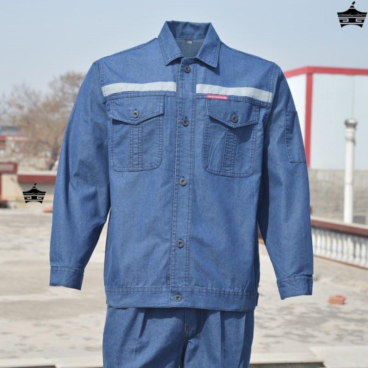 夏季薄款牛仔工作服套装男劳保服焊工工地劳动结实耐磨电工电焊服