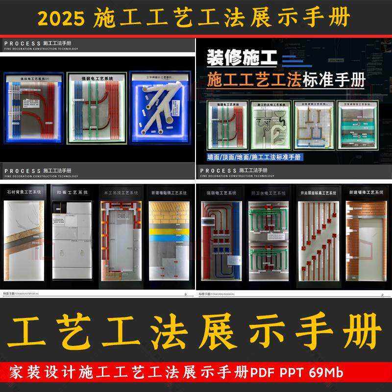 家装装修设计施工工艺工法展示标准手册文本水电木工开关插座主材
