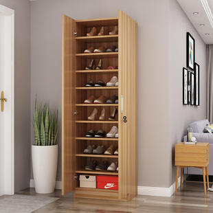 柜带锁门外柜家用大容量玄关门厅柜简易经济型实木鞋 鞋 架室外走廊