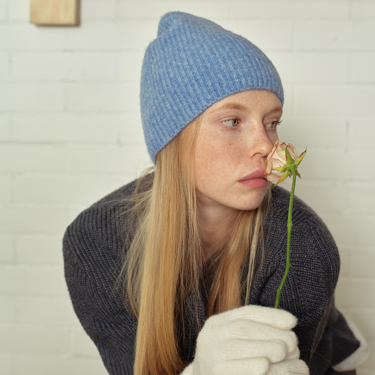 日本品质low家35羊毛混纺纯色夹花针织帽男女通用秋冬季柔软套头