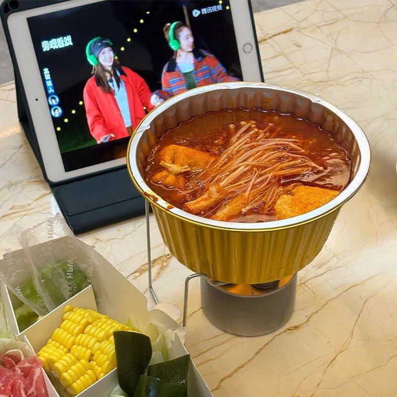 酒精炉单人一人多人火锅户外锅炉外卖一次性小火锅铝箔家用