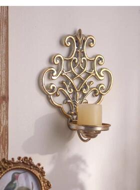 S蜡H覆古饰墙壁漫墙挂烛台树叶装NYQ墙浪壁饰品法式金属挂件工艺