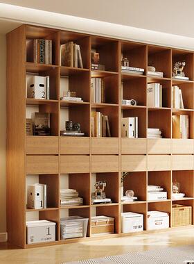 全实木书14496柜物柜一体家用客厅靠墙展示置物架储放式整开墙落