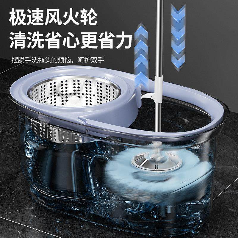 旋转拖动把家水用一拖净免手洗2025甩新款干自脱墩布桶懒人地拖布