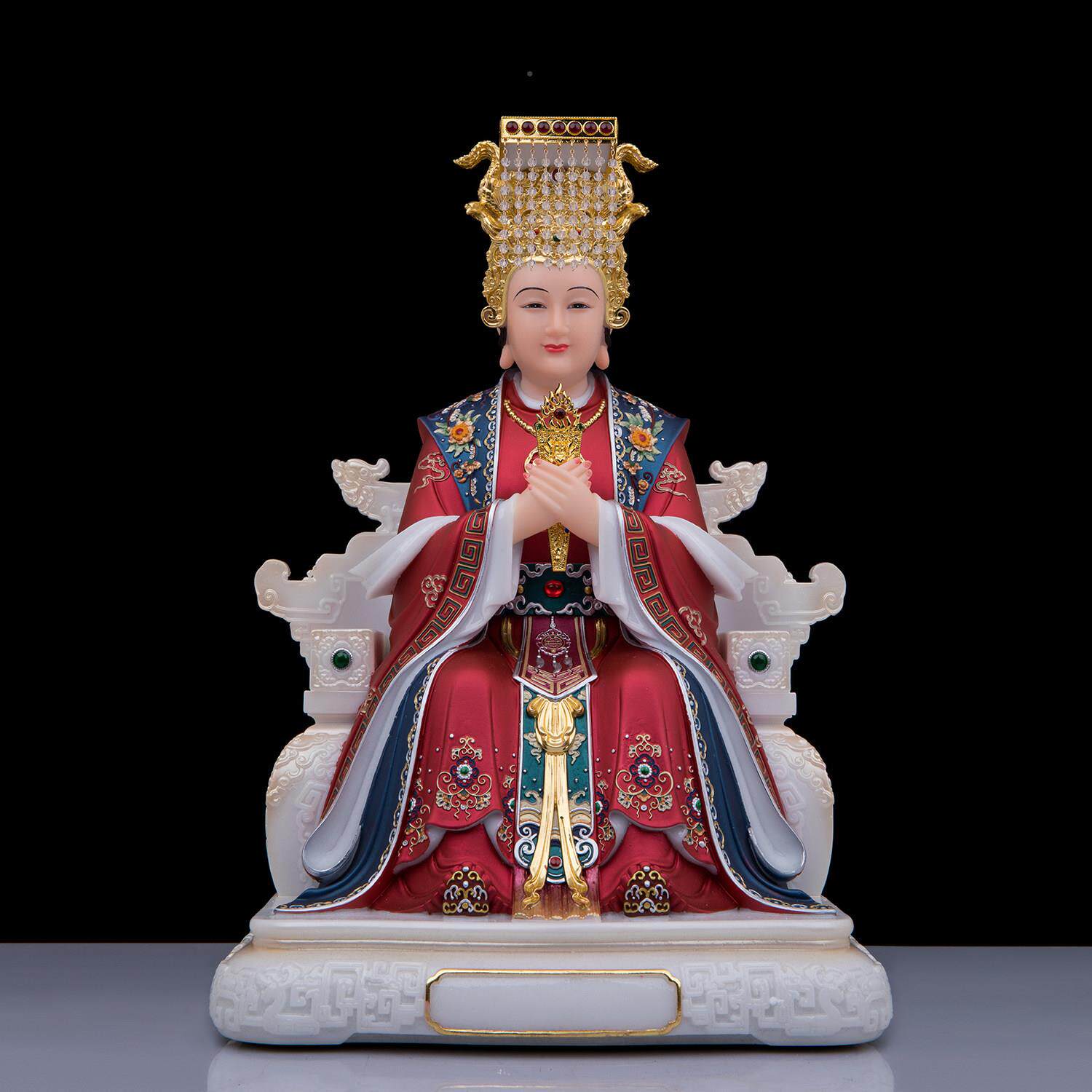 妈神像汉神白玉海娘娘ZMW妈祖林默娘后一帆风顺祖家用供天奉摆件