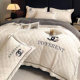 奶轻牛绒KOSA+240奢四件套珊瑚绒床单加绒被套三件套季保冬暖床上