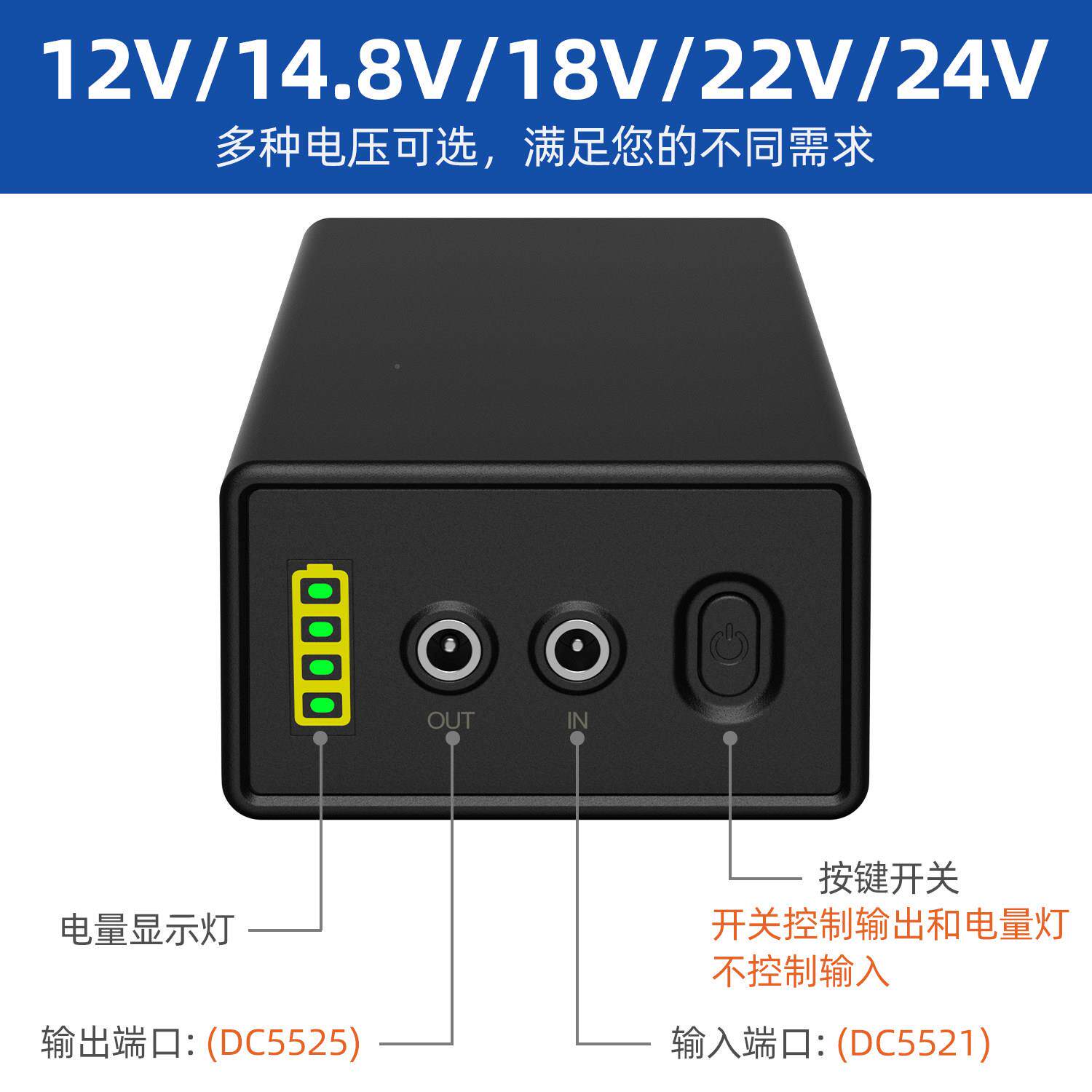 12V锂电池组148V1V2V2.4V小体积2大容量18650电芯8PB3403\/备用电