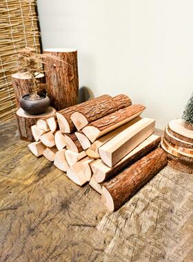 火木装饰头天OQU然柴木桩壁炉装饰木头摆橱件窗背景陈列道具厅民