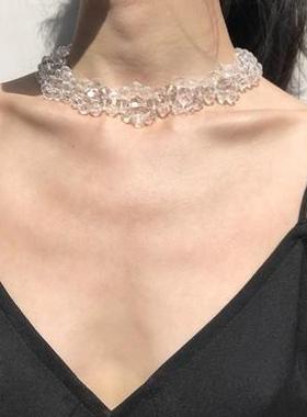 自制水晶项链流行欧美气质名媛项链磁石扣项饰女