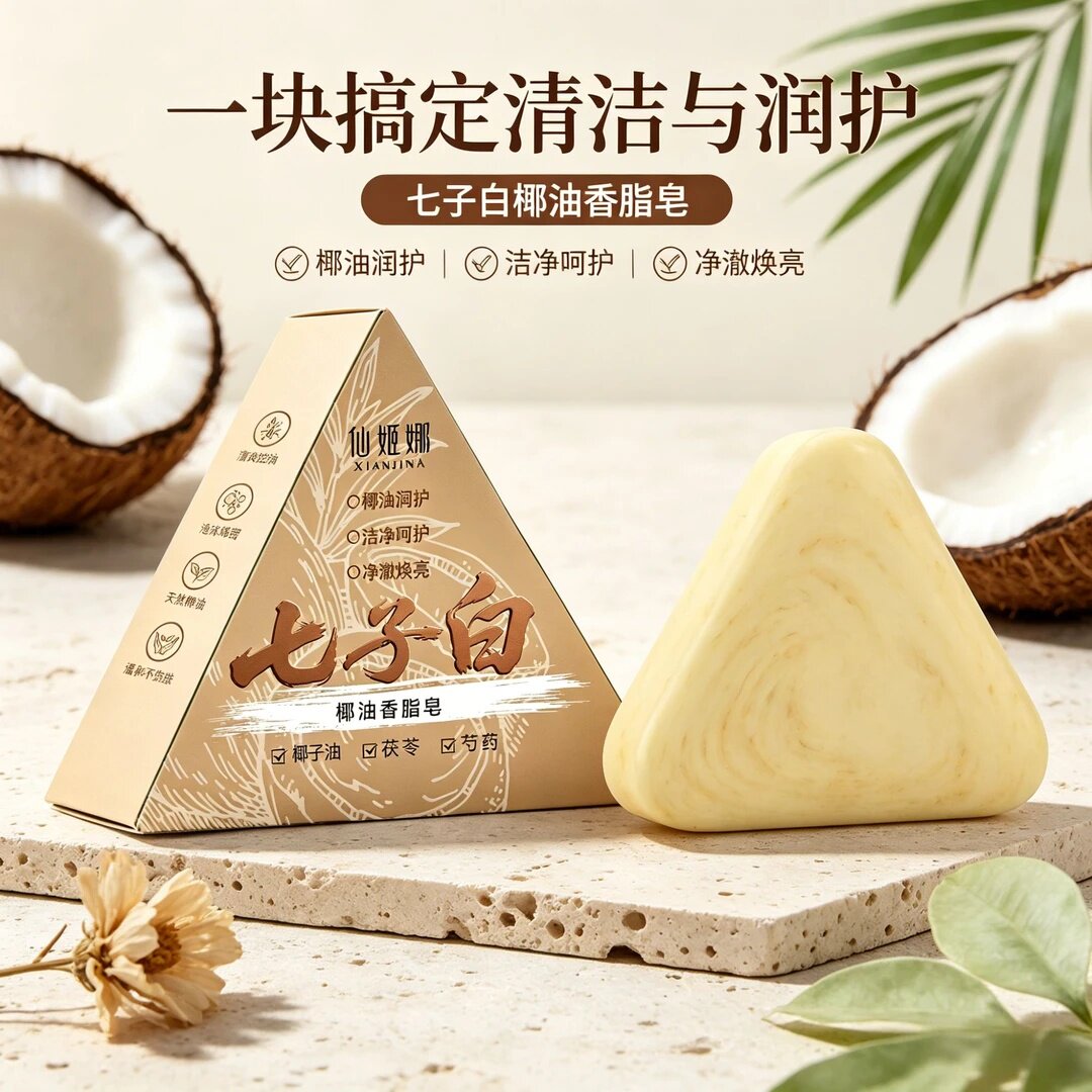 仙姬娜七子白洗脸皂控油去黑头深度清洁草本养肤香皂男女通用温和