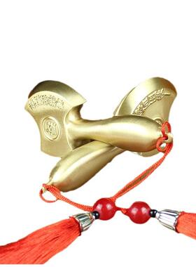 铜艺手把件摆件黄铜斧头福字斧随时携带吉祥金属工艺品流苏