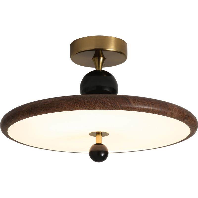 主卧室吸顶灯复古飞碟胡桃木纹书房灯新中式中古侘寂风中山灯具,家装灯饰光源,客厅吸顶灯,淘宝优惠券,粉丝福利购,淘宝优惠卷