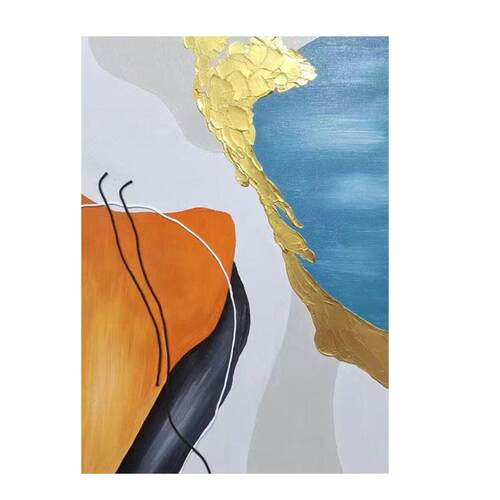 手绘橙色肌理画现客厅沙发背景墙装饰画抽象立体肌理画入户玄幻