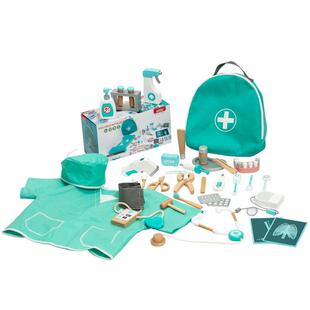 木制仿真牙科医生玩具套装过家家角色扮演小护士打针听诊器医疗包
