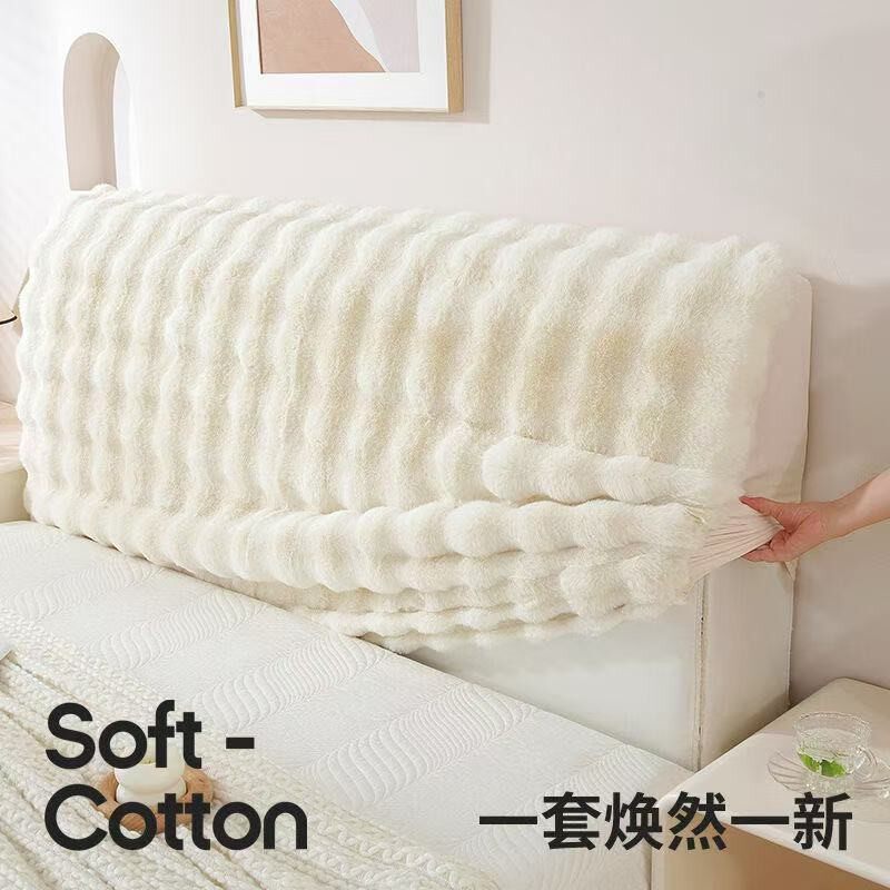 秋冬毛绒加厚弹力全包床头罩