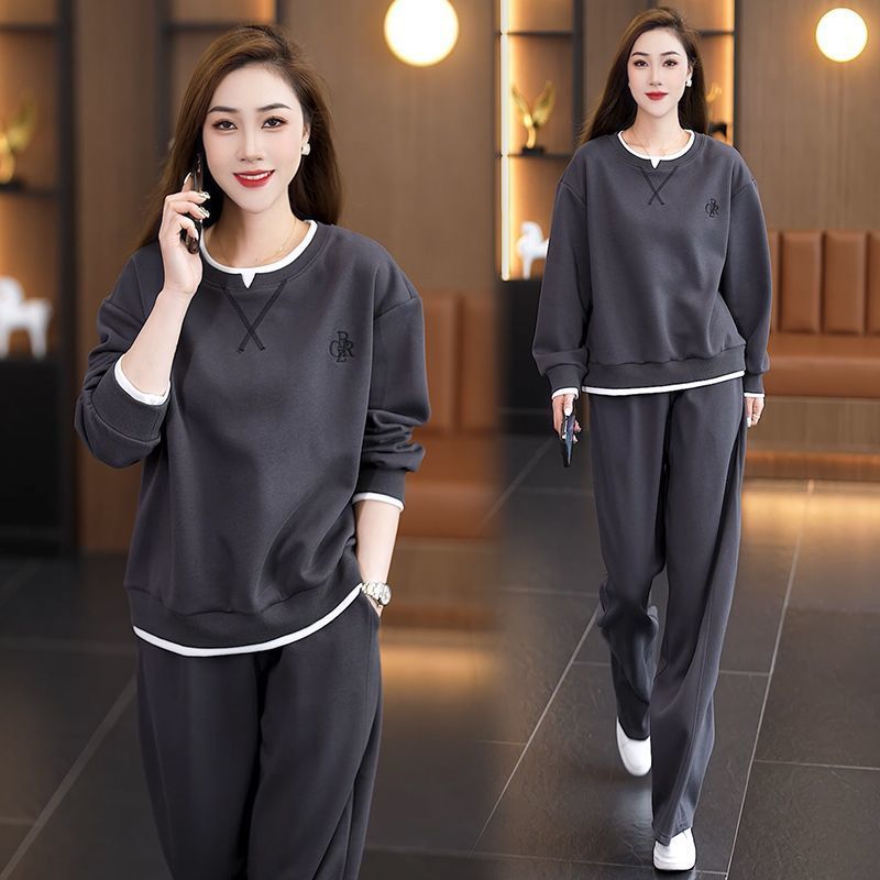 宽松显瘦减龄卫衣洋气大码两件套