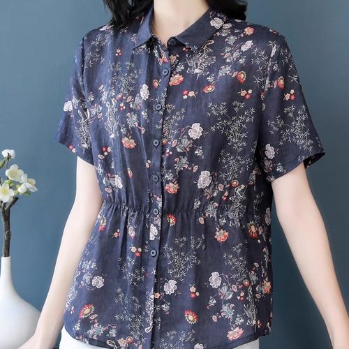 中老年人小衫夏季POLO领上衣