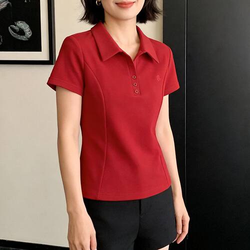 上衣女洋气polo衫大码显瘦小衫