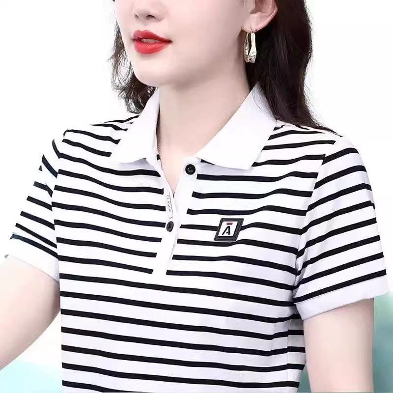 中年妈妈polo衫宽松显瘦上衣图片