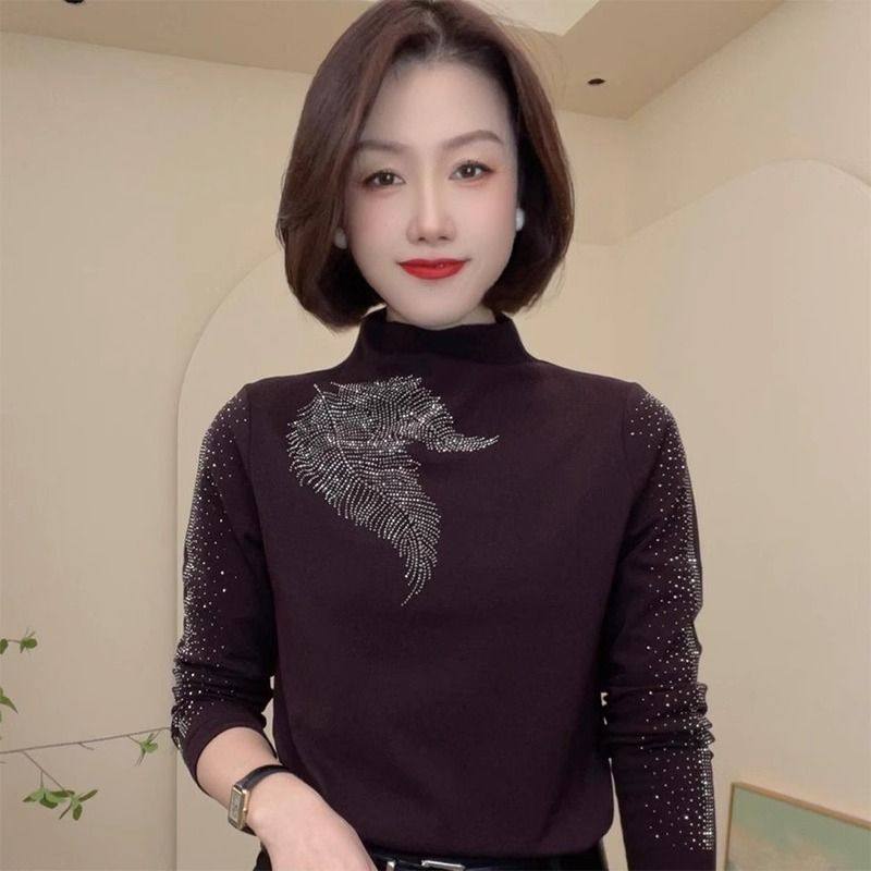 秋冬新款洋气德绒半高领中年妈妈长袖打底衫大码女士内搭保暖上衣,女装/女士精品,大码内搭,淘宝优惠券,粉丝福利购,淘宝优惠卷