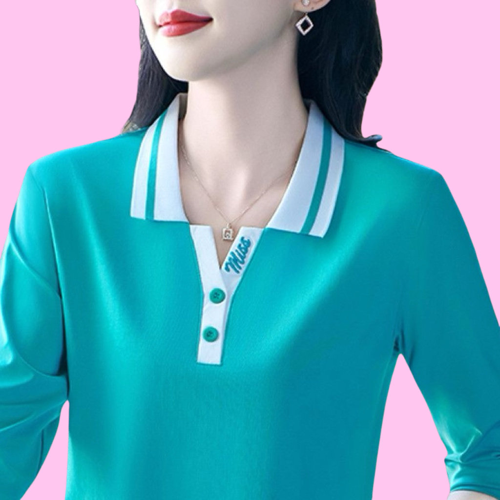 2024春秋新款时尚洋气百搭女士长袖t恤显瘦减龄打底衫polo衫上衣,女装/女士精品,大码内搭,淘宝优惠券,粉丝福利购,淘宝优惠卷