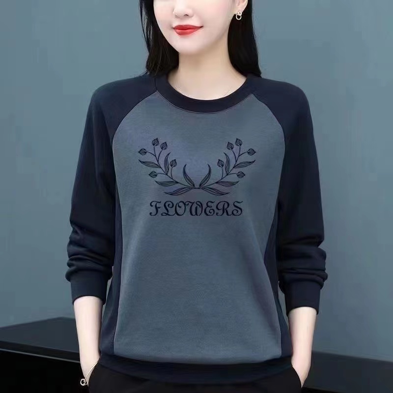 长袖纯棉t恤女中年妈妈上衣