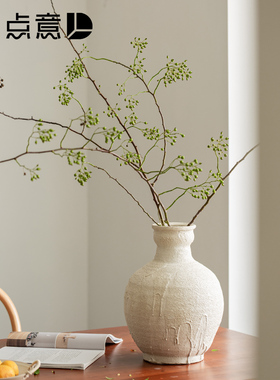 速发古朴复旧陶手摩洛哥绿白色花瓶侘寂风做古罐工陶泥简素民宿